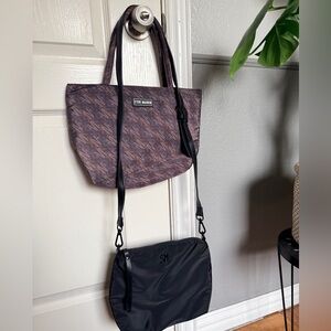Steve Madden black crossbody and brown lunch tote bag